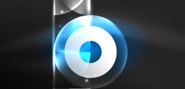 Soyut arka plan mavi parlak neon renkli yuvarlak elementler ve daireler. Duvar kağıdı, bayrak, arkaplan, kart, kitap illüstrasyonu, iniş sayfası için tekno fütüristik vektör ilülasyonu