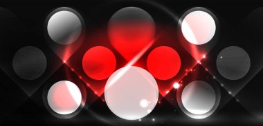 Soyut parlak neon ışıklı tekno daireler arka planı