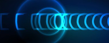 Neon parlak daireler soyut arkaplan, teknoloji enerji alanı ışık konsepti, soyut arkaplan duvar kağıdı tasarımı