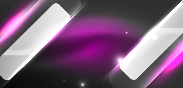霓虹灯速度箭头和线条形状背景 高科技概念与闪亮的背景 黑暗中明亮的闪光效果 — 图库矢量图片