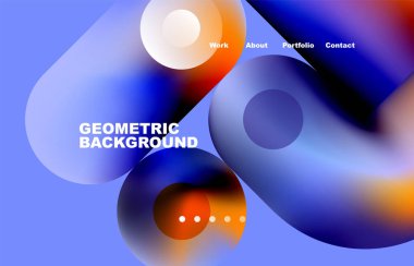 Website landing page abstract geometric background. Circles and round shapes. Web page for website or mobile app wallpaper