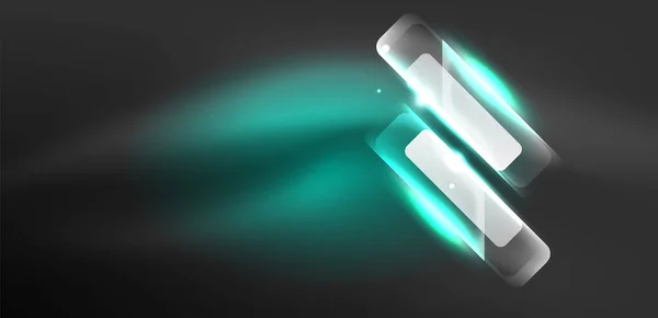 Neonová Šipka Tvar Čáry Pozadí Tech Koncept Lesklým Pozadím Světelný — Stockový vektor