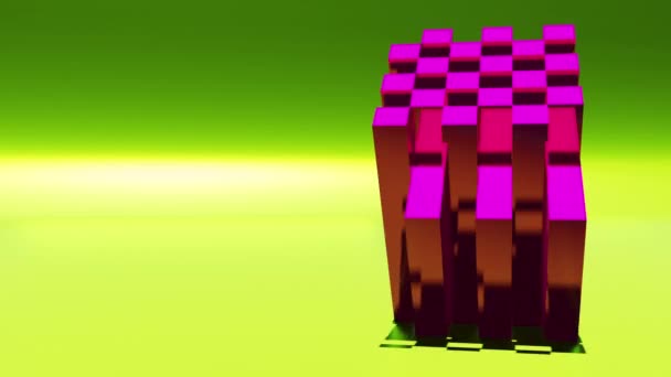 Animation Wallpaper Rotating Glossy Cube Square Elements Futuristic Scene Geometric — Stockvideo