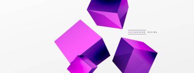 3d küp vektör soyut arkaplan. 3d kare şeklindeki temel geometrik elementlerin bileşimi. Duvar kağıdı, afiş, arkaplan veya iniş için moda tekno iş şablonu