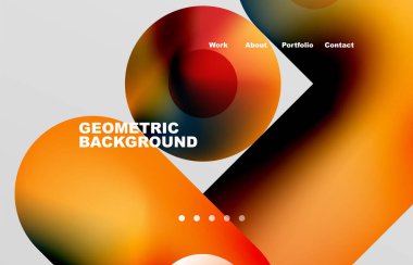 Circles and round shapes landing page abstract geometric background. Web page for website or mobile app wallpaper