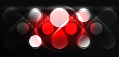 Soyut parlak neon ışıklı tekno daireler arka planı