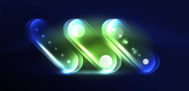 Soyut parlak neon ışıklı tekno daireler arka planı