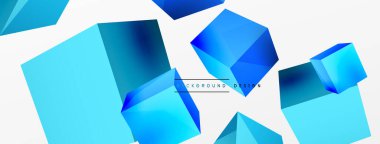 3d vektör soyut arkaplan. Uçan küp kompozisyonu. Duvar kağıdı, afiş, arkaplan veya iniş için moda tekno iş şablonu