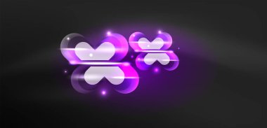 Soyut arkaplan parlayan neon ışıklı geometrik şekiller. Duvar kağıdı, bayrak, arkaplan, kart, kitap illüstrasyonu, iniş sayfası için uzay kozmik ya da sihirli enerji vektör duvar kağıdı