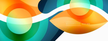 Yaratıcı geometrik duvar kağıdı. Asgari soyut arkaplan. Duvar kağıdı arkaplanı veya iniş sayfası için daire dalga ve yuvarlak şekiller kompozisyon vektör çizimi