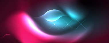 Neon glowing waves, magic energy space light concept, abstract background wallpaper design
