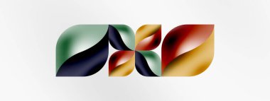 Vektör soyut geometrik arkaplan. Tekno çiçek yaprakları konsepti. Duvar kağıdı ya da doku tasarımı, parlak poster, afiş, broşür