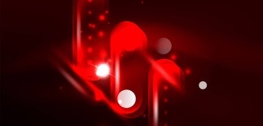 Soyut parlak neon ışıklı tekno daireler arka planı