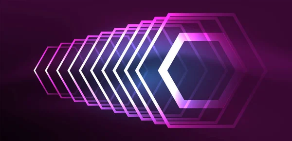 Abstract Achtergrond Techno Neon Hexagons Tech Vector Illustratie Voor Behang — Stockvector