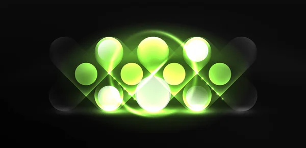 Absztrakt Izzó Neon Fény Techno Körök Háttér — Stock Vector