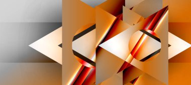 Trendy minimal geometric composition abstract background. Shadow lines and lights on glossy triangles backdrop. Vector Illustration For Wallpaper, Banner, Background, Card, Book Illustration