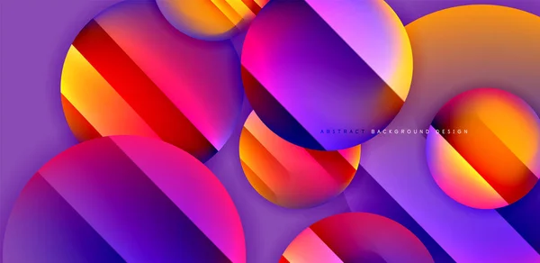 Kolorowe Błyszczące Błyszczące Kręgi Abstrakcyjna Kompozycja Efektami Świetlnymi Cieniowymi Geometryczne — Wektor stockowy