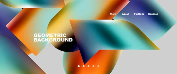 Landing Page Background Template Colorful Plastic Shapes Abstract Composition Vector — Stockový vektor