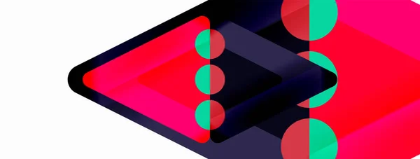 Trendy Minimal Geometric Abstract Background Triangles Squares Circles Bright Colors — Image vectorielle