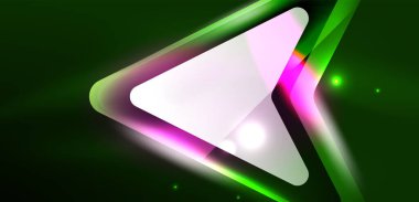 Neon parıldayan tekno çizgiler ve oklar, yüksek teknolojili soyut arkaplan şablonu