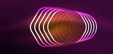 Soyut arka plan tekno neon altıgenleri. Duvar kağıdı, afiş, arkaplan, iniş sayfası, duvar resimleri, davetiye, baskılar, posterler için yüksek teknoloji vektör ilüstrasyonuName