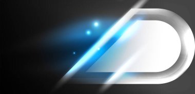 Soyut arkaplan parlayan neon ışıklı geometrik şekiller. Duvar kağıdı, bayrak, arkaplan, kart, kitap illüstrasyonu, iniş sayfası için uzay kozmik ya da sihirli enerji vektör duvar kağıdı