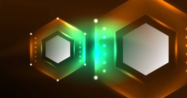 Neon altıgen arka plan. Duvar kağıdı, afiş, arkaplan, iniş sayfası, duvar resimleri, davetiyeler, posterler için yüksek teknoloji tasarımı