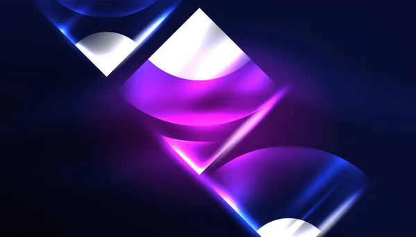 Abstrakt Bakgrund Vektor Neon Glödande Geometriska Element Högteknologisk Design För — Stock vektor