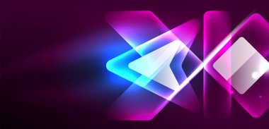 Neon parıldayan tekno çizgiler ve oklar, yüksek teknolojili soyut arkaplan şablonu