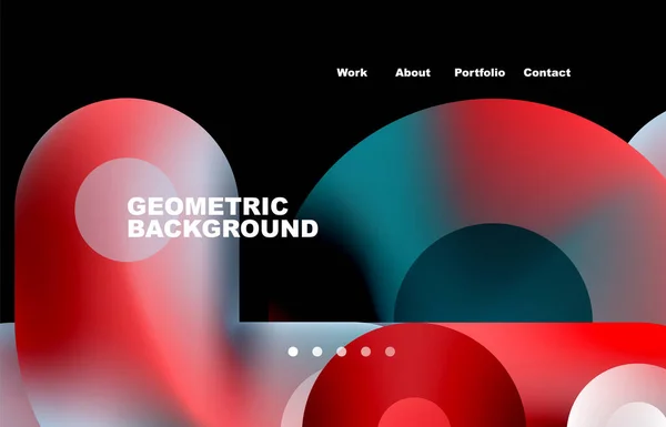 Website Landing Page Abstract Geometric Background Circles Shapes Web Page — Stockvektor