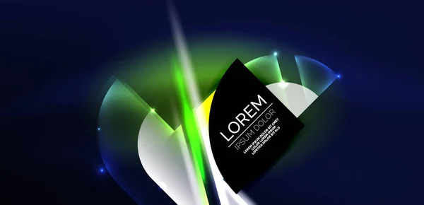 Neon Kerek Formák Vonalak Háromszög Elemek Tech Design Tapéta Banner — Stock Vector