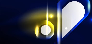 Soyut arkaplan parlayan neon ışıklı geometrik şekiller. Duvar kağıdı, bayrak, arkaplan, kart, kitap illüstrasyonu, iniş sayfası için uzay kozmik ya da sihirli enerji vektör duvar kağıdı