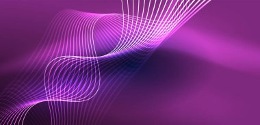 Soyut arkaplan neon dalgası. Duvar kağıdı, afiş, arkaplan, iniş sayfası, duvar resimleri, davetiyeler, posterler için yüksek teknoloji tasarımı