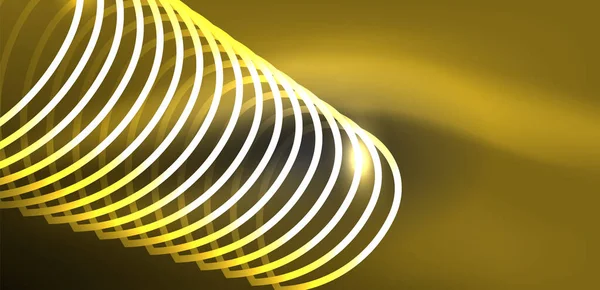 ネオンレーザーライン 円波抽象的な背景 ネオンライトやレーザーショー 電気インパルス パワーライン テクノ量子エネルギーインパルス 魔法の輝くダイナミックライン — ストックベクタ