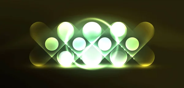 Abstrato Brilhante Neon Luz Techno Círculos Fundo — Vetor de Stock