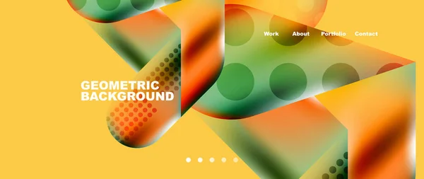 Landing Page Background Template Colorful Plastic Shapes Abstract Composition Vector — Vettoriale Stock