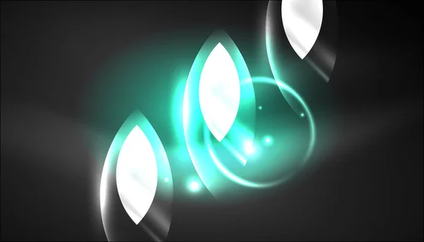 Fond Abstrait Techno Néon Formes Circulaires Éclatantes Des Élémétons Ronds — Image vectorielle