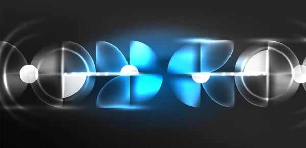 Abstrakt Bakgrund Blå Glänsande Glödande Neon Färg Runda Element Och — Stock vektor