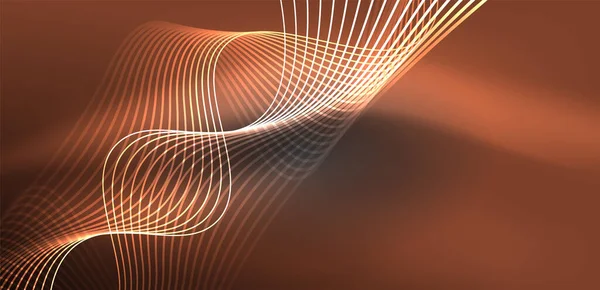 Brillante Vague Néon Spectacle Néon Laser Impulsion Électrique Lignes Électriques — Image vectorielle