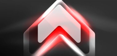 Neon hız oku ve çizgi arka planı şekillendirir. Parlak arka planlı yüksek teknoloji konsepti. Karanlıkta parlayan ışık efekti