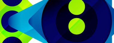 Trendy minimal geometric abstract background. Triangles, squares and circles bright colors backdrop. Vector Illustration For Wallpaper, Banner, Background, Card, Book Illustration, landing page