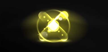 Soyut parlak neon ışıklı tekno daireler arka planı