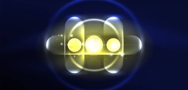 Soyut parlak neon ışıklı tekno daireler arka planı