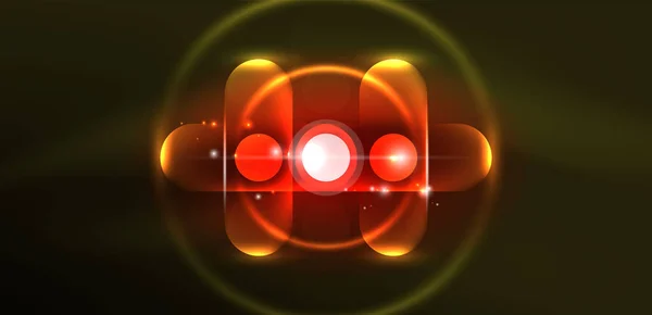 Abstrakte Leuchtende Neon Licht Techno Kreise Hintergrund — Stockvektor