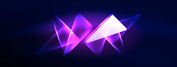 Geometrik Arkaplanı Hackleyen Neon Işıkları Sanal Gerçeklik Veya Yapay Zeka — Stok Vektör