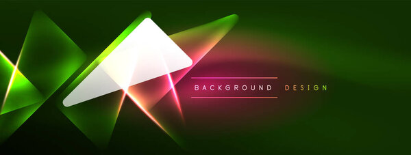 Яркий геометрический неоновый сияющий фон. Смелый и смелый набор осколков, подкладок, цветов и блеска, перфект для футуристических современных дизайнов, презентаций hi-tech, технологических веб-страниц