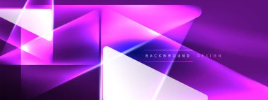 Geometrik arkaplanı hackleyen neon ışıkları, sanal gerçeklik veya yapay zeka konsepti, duvar kağıdı, pankart, sunum, arkaplan için siber punk geometrik şablon