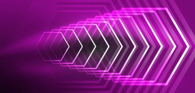Altıgen soyut arkaplan. Duvar kağıdı, afiş, arkaplan, iniş sayfası, duvar sanatı, davetiye, baskılar için tekno parlayan neon altıgen şekiller vektör ilüstrasyonunu şekillendirir