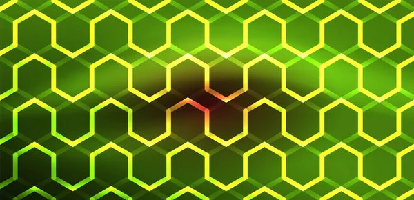 Fond Abstrait Techno Néon Hexagones Illustration Vectorielle Tech Pour Papier — Image vectorielle