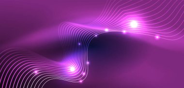 Soyut arkaplan neon dalgası. Duvar kağıdı, afiş, arkaplan, iniş sayfası, duvar resimleri, davetiyeler, posterler için yüksek teknoloji tasarımı